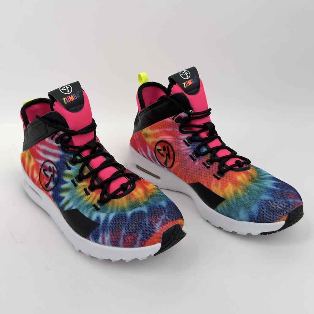 Zumba Women's Air Funk Mid Top Fitness Sneakers Pink Snake 9.5 Dance Athletic